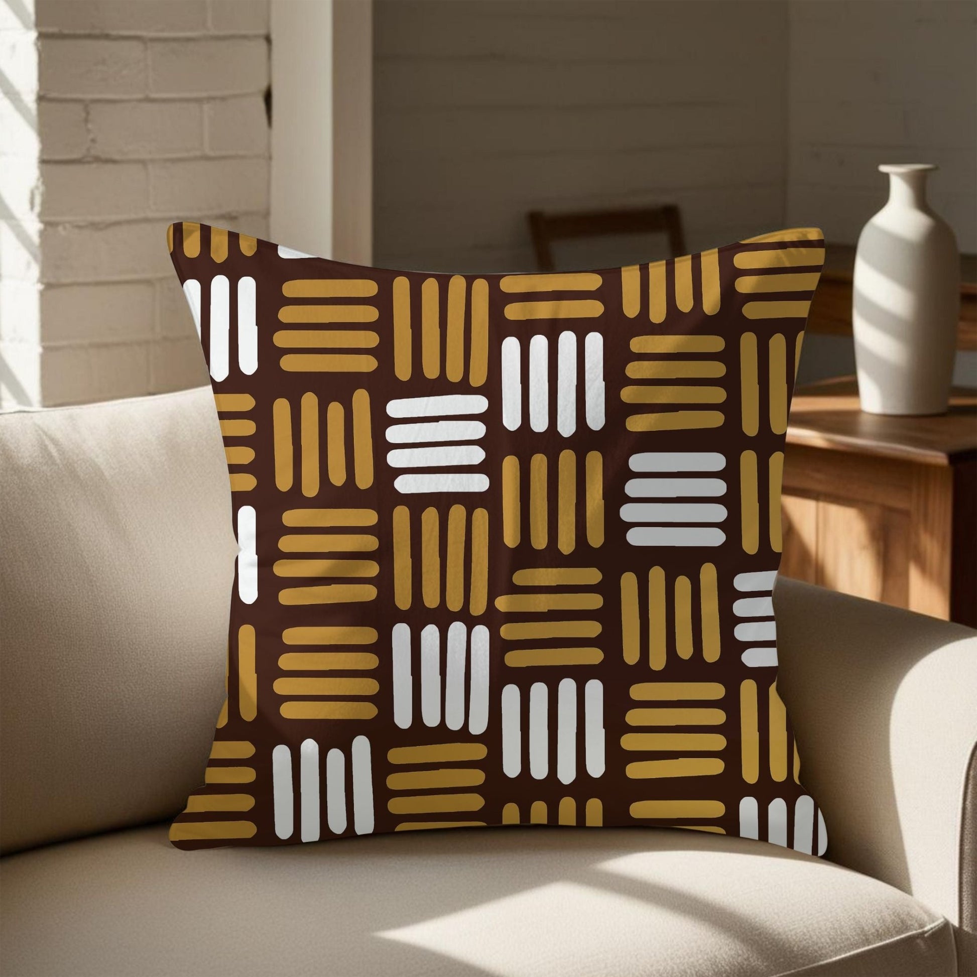 Mocha & Gold Stripes Pillow Cover - SANKTUARI DECOR
