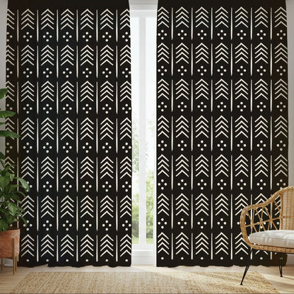 Mudcloth Arrow Pattern Window Curtain - SANKTUARI DECOR