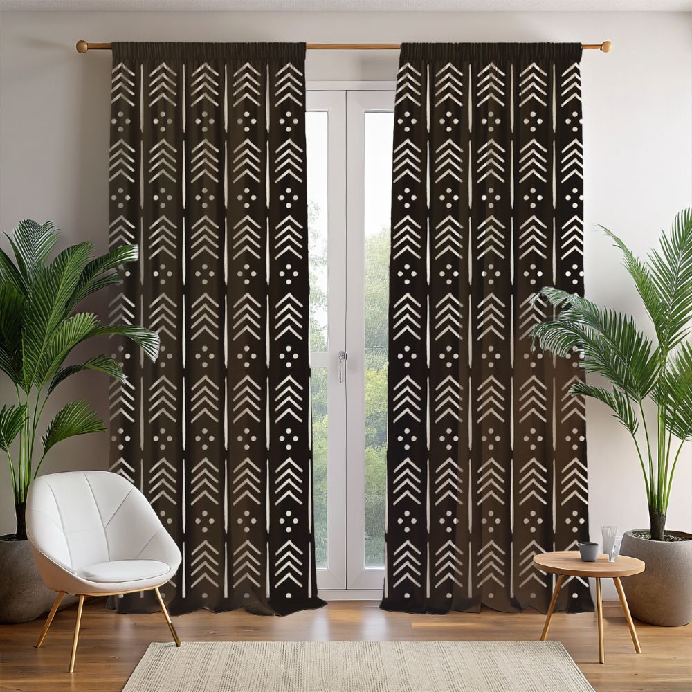 Mudcloth Arrow Pattern Window Curtain - SANKTUARI DECOR