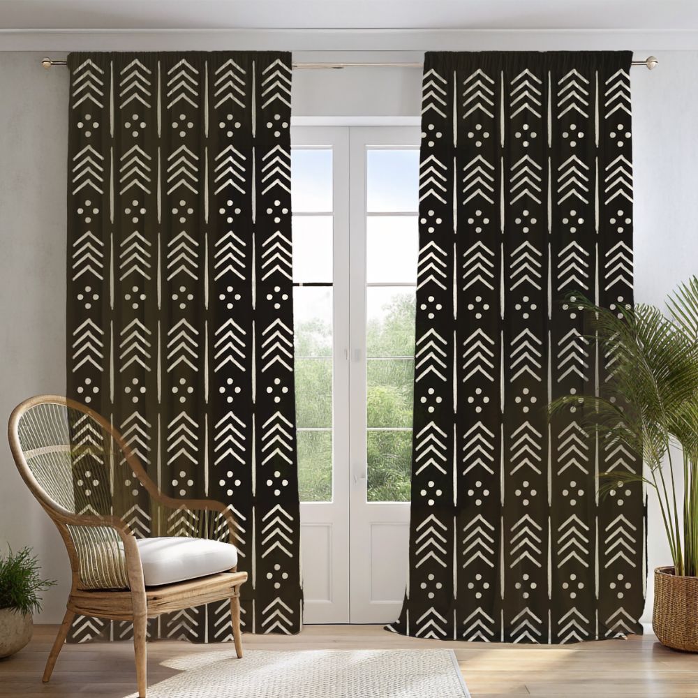 Mudcloth Arrow Pattern Window Curtain - SANKTUARI DECOR