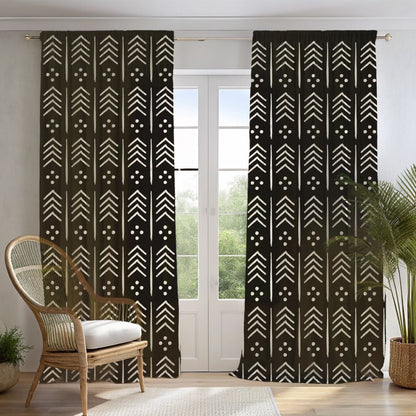 Mudcloth Arrow Pattern Window Curtain - SANKTUARI DECOR