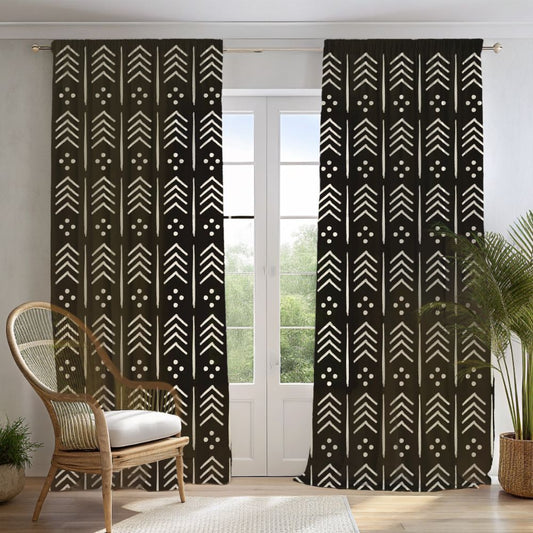 Mudcloth Arrow Pattern Window Curtain - SANKTUARI DECOR