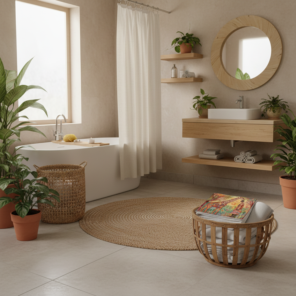 One Face Towel Boho Bathroom Mockup