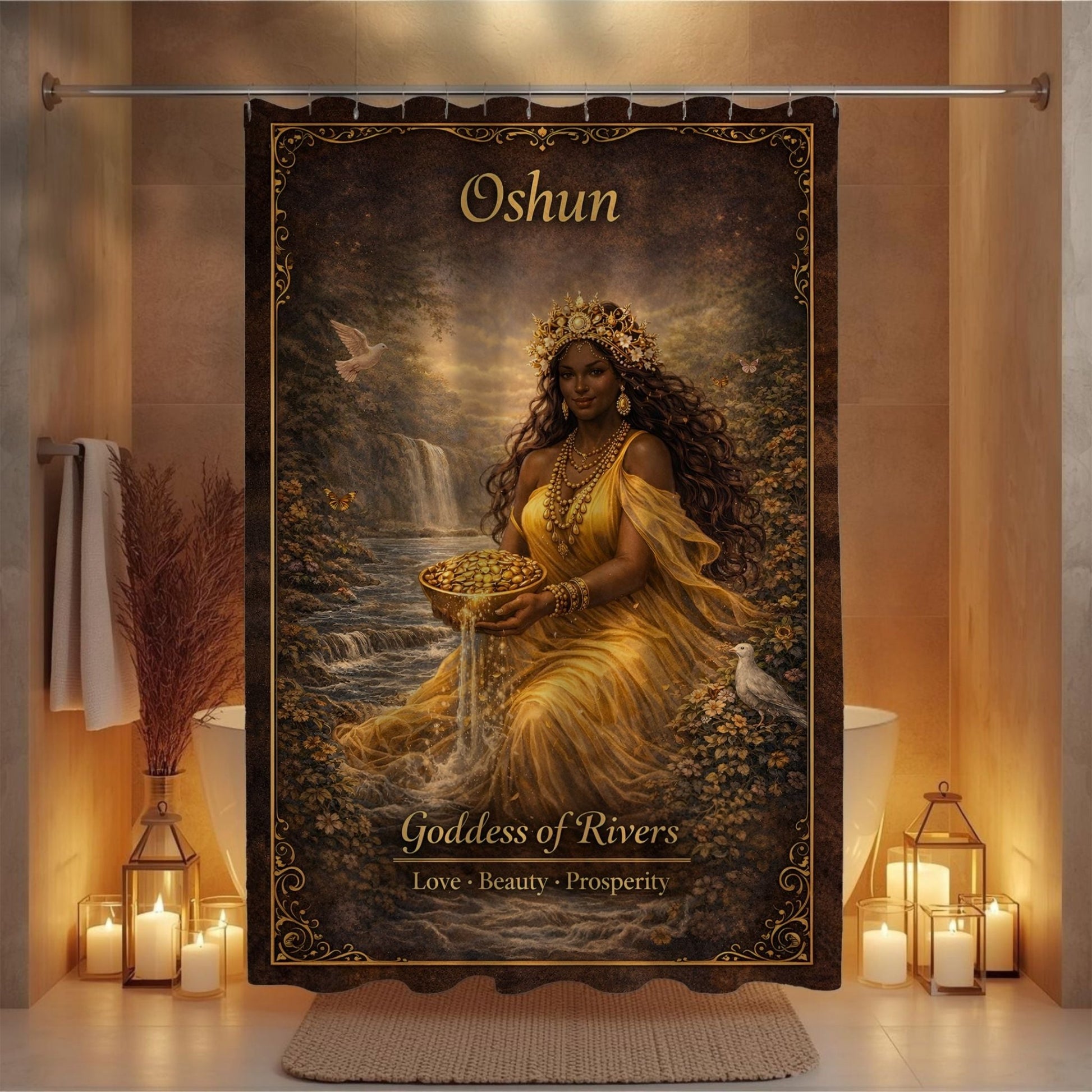 Oshun Goddess of Rivers Shower Curtain - SANKTUARI DECOR