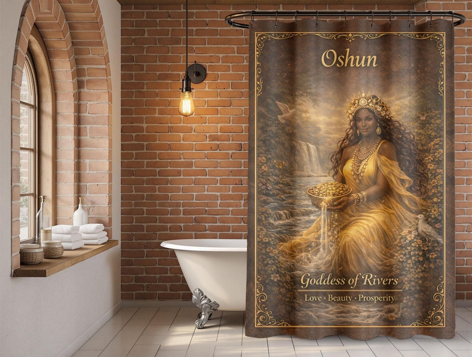 Oshun Goddess of Rivers Shower Curtain - SANKTUARI DECOR
