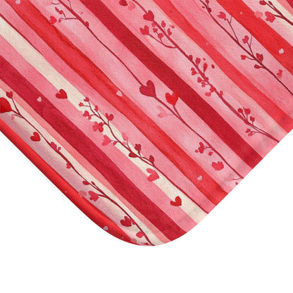 Pink Hearts Floral Striped Bath Mat - SANKTUARI DECOR