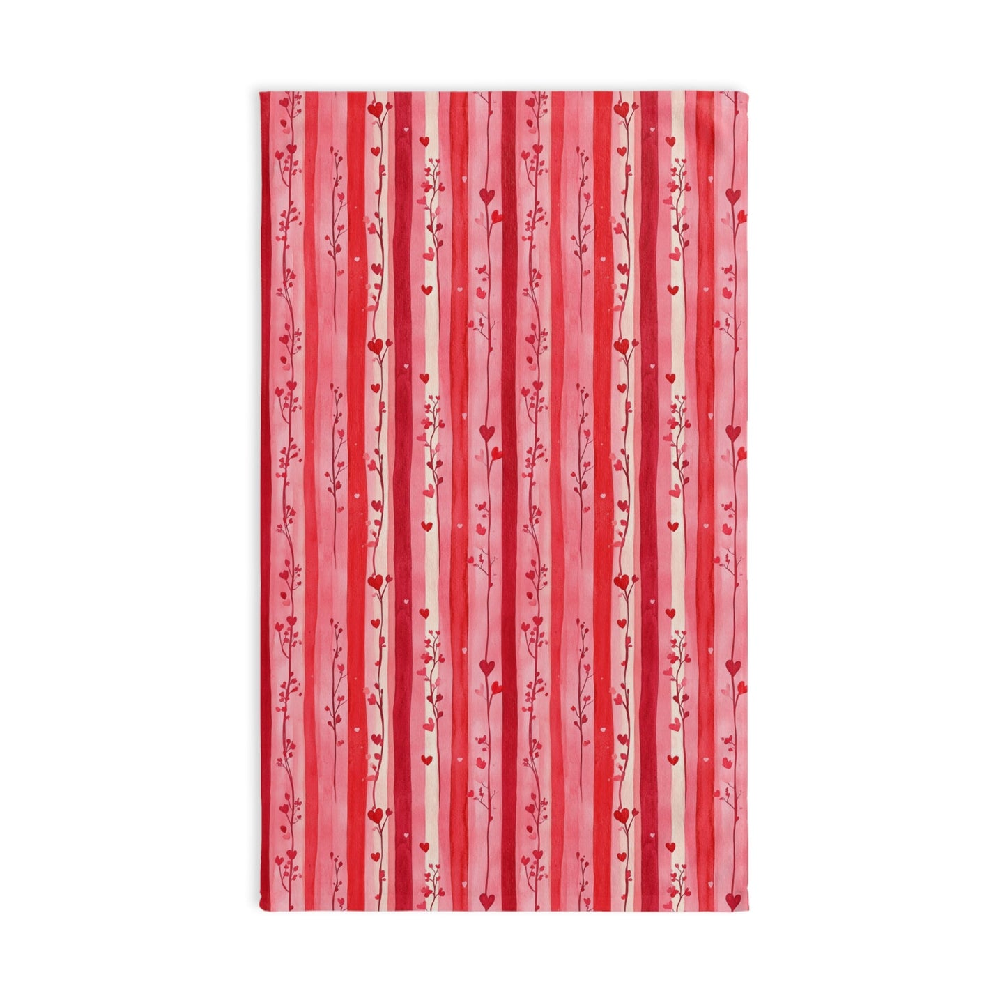 Pink Hearts Floral Striped Hand Towel - SANKTUARI DECOR