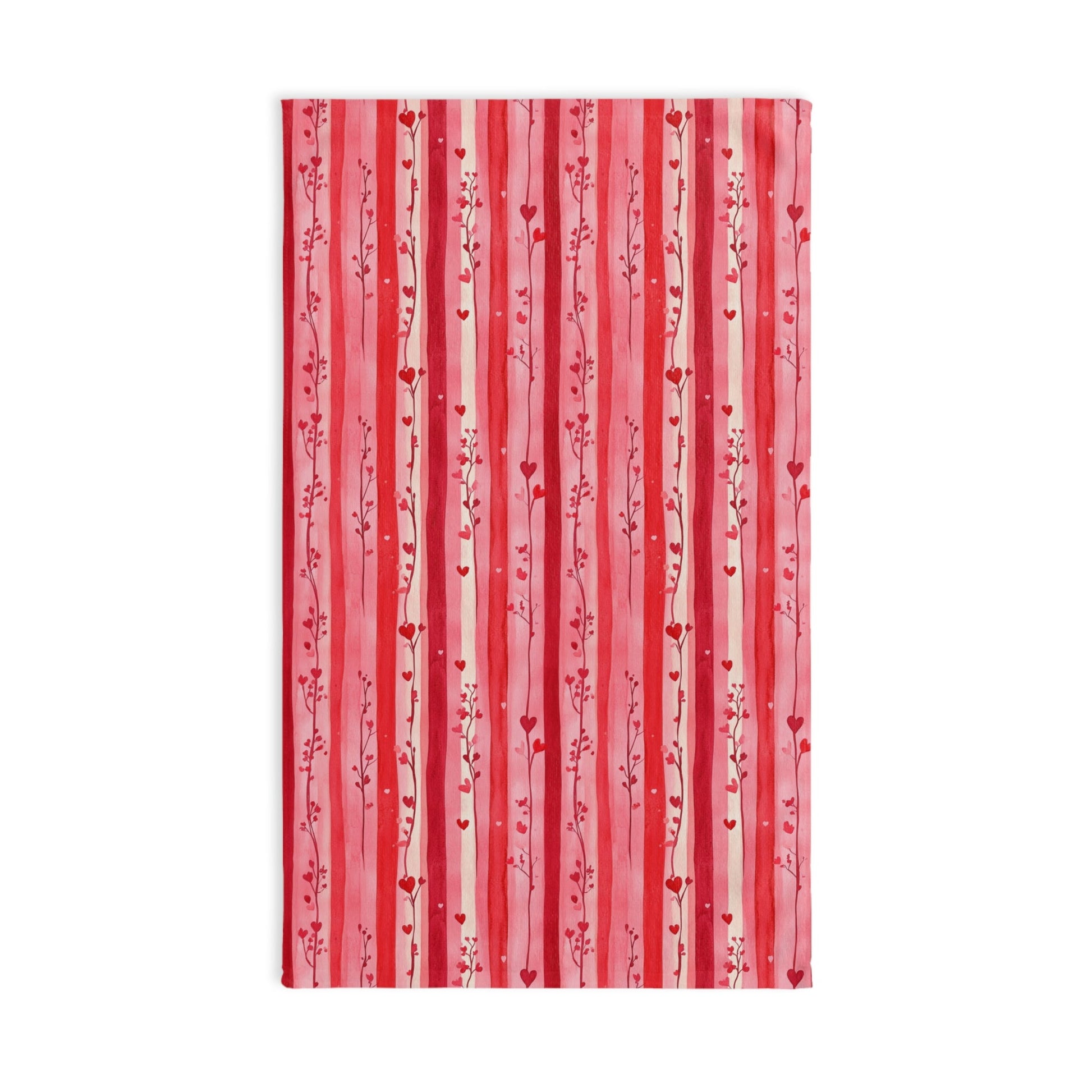 Pink Hearts Floral Striped Hand Towel - SANKTUARI DECOR