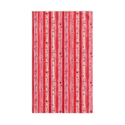 Pink Hearts Floral Striped Hand Towel - SANKTUARI DECOR
