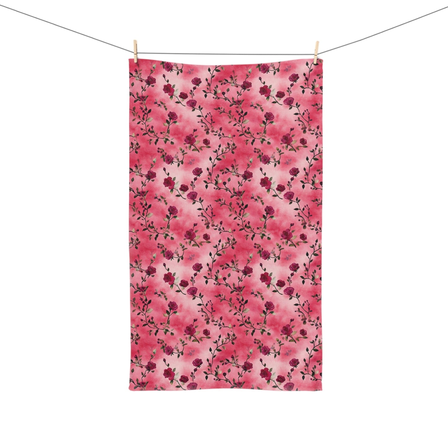 Pink Rose Floral Hand Towel - SANKTUARI DECOR