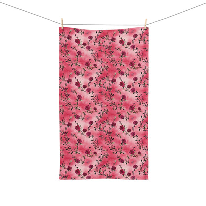 Pink Rose Floral Hand Towel - SANKTUARI DECOR