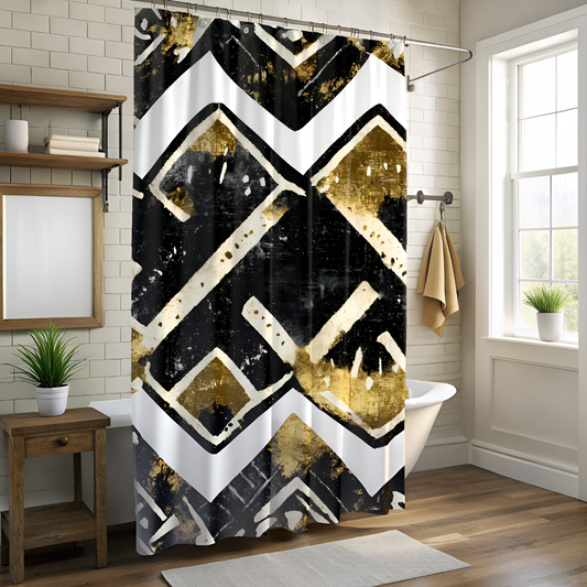 Abstract Mud Cloth Shower Curtain