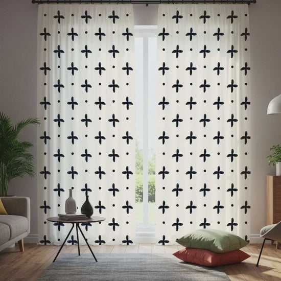 Black Cross Pattern Window Curtain -10