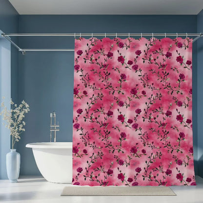 Pink Rose Floral Shower Curtain