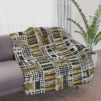 Mudcloth Polka Dot Pattern Sherpa Blanket