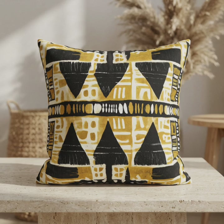 Yellow Mudcloth Pillow Cover video