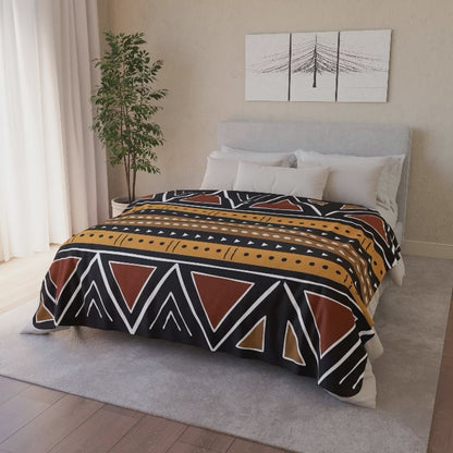 African Mudcloth Sherpa Blanket