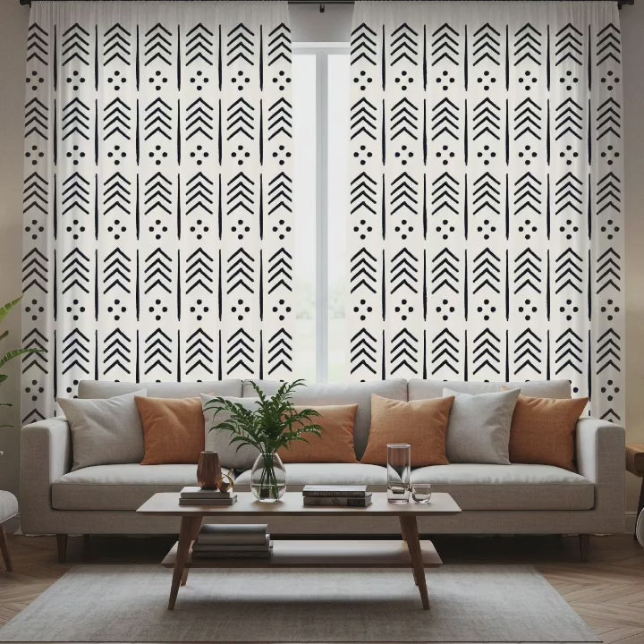 White tribal chevron pattern curtains