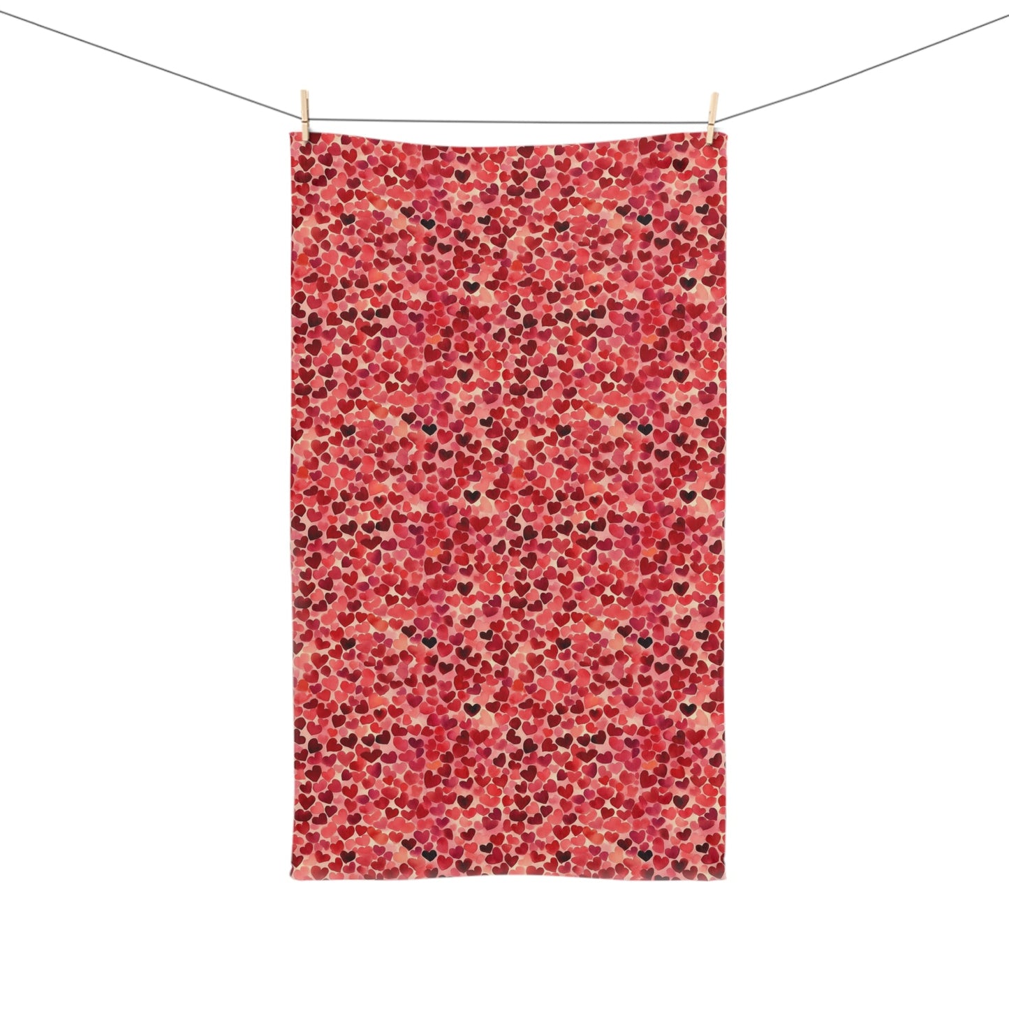 Red Hearts Hand Towel - SANKTUARI DECOR