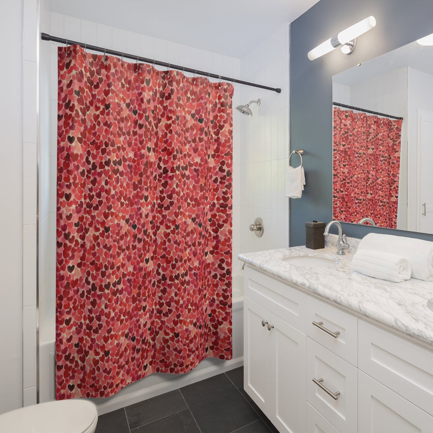 Red Hearts Shower Curtains - SANKTUARI DECOR