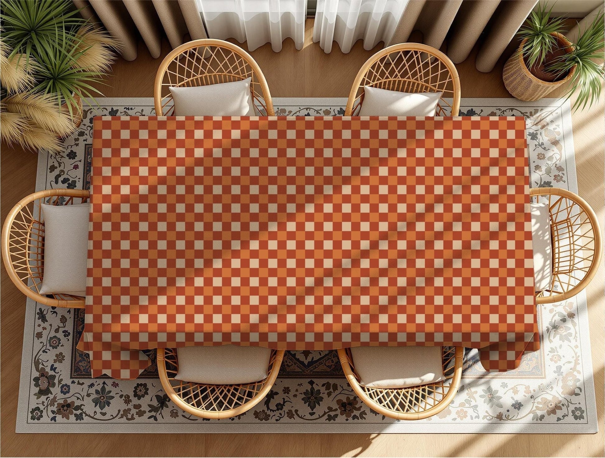 Rustic Checkered Tablecloth - SANKTUARI DECOR
