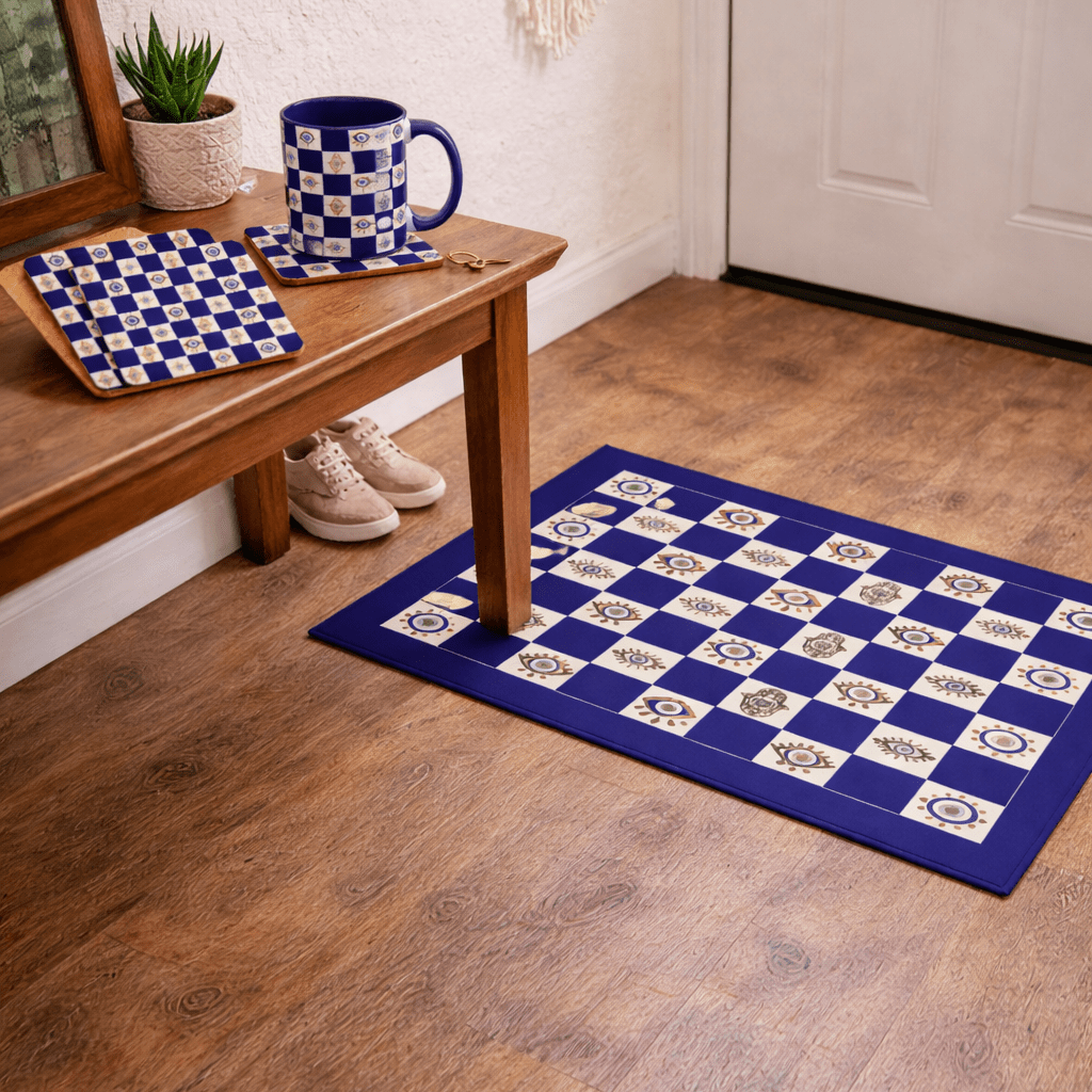 Spiritual Morning Protection Set | Evil Eye Doormat Mug Coaster Bundle - SANKTUARI DECOR