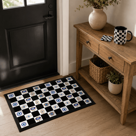 Spiritual Morning Protection Set | Evil Eye Doormat Mug Coaster Bundle - SANKTUARI DECOR
