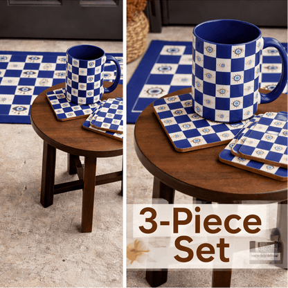 Spiritual Morning Protection Set | Evil Eye Doormat Mug Coaster Bundle - SANKTUARI DECOR