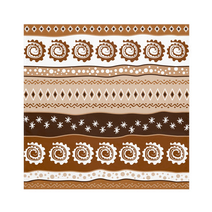 Bohemian napkins set featuring spiritual and ethnic patterns in earthy tones.