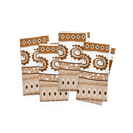 African mudcloth napkins with geometric tribal design for dining décor.