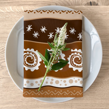 African print cloth napkins in mudcloth pattern for cultural dining table décor.