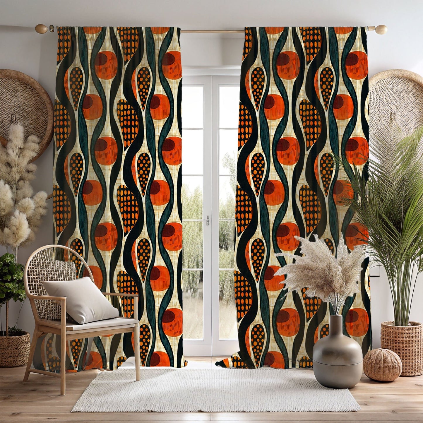 Tribal African Print Window Curtains - SANKTUARI DECOR