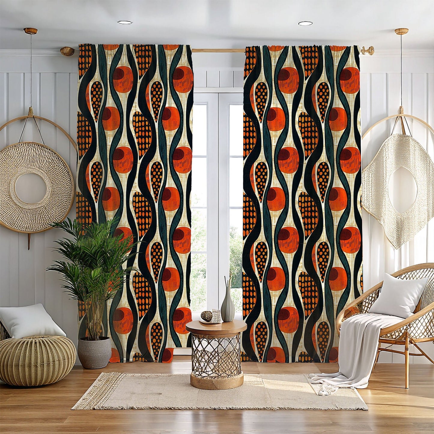 Tribal African Print Window Curtains - SANKTUARI DECOR