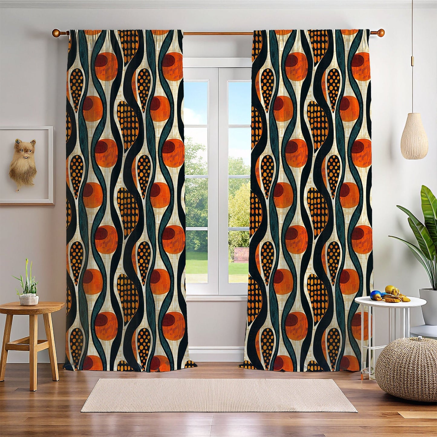 Tribal African Print Window Curtains - SANKTUARI DECOR