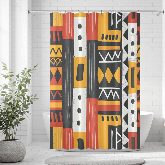 Tribal Geometric Pattern Shower Curtain - SANKTUARI DECOR