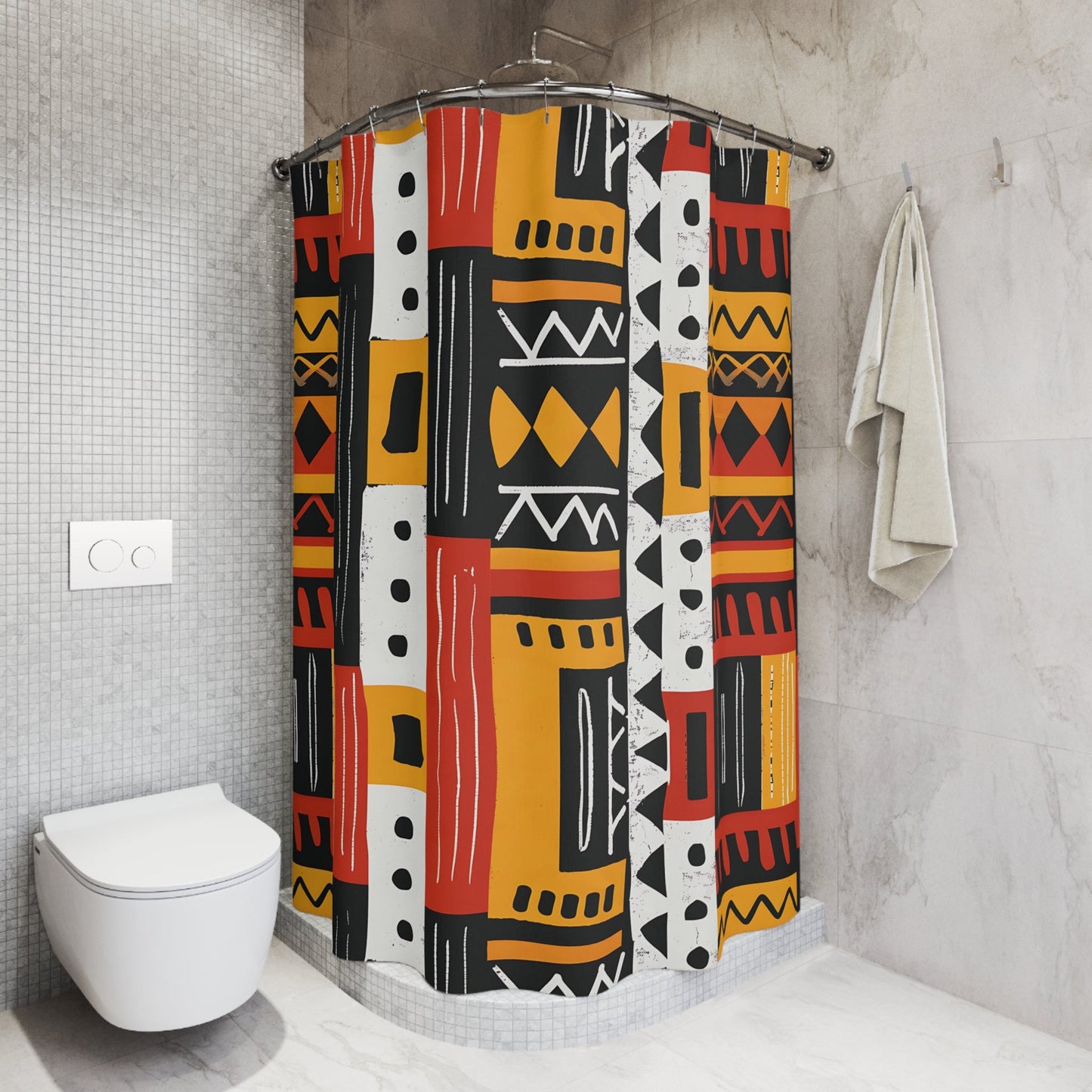 Tribal Geometric Pattern Shower Curtain - SANKTUARI DECOR