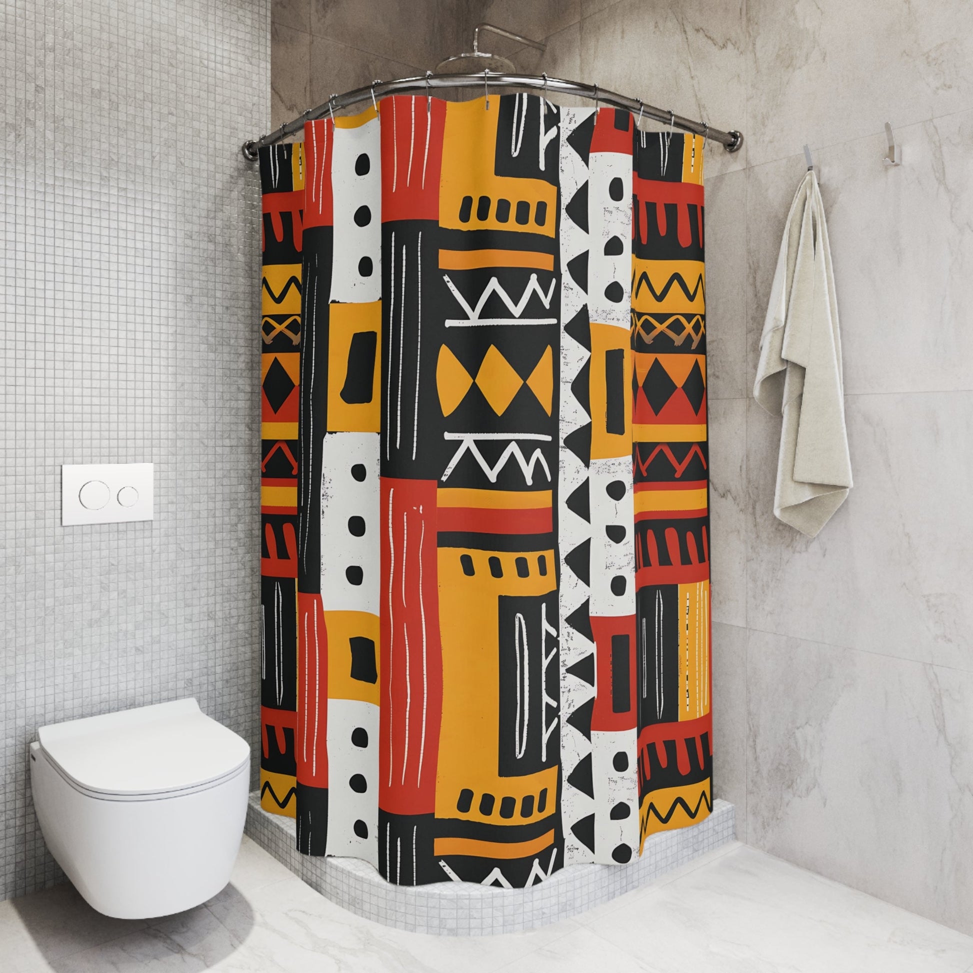 Tribal Geometric Pattern Shower Curtain - SANKTUARI DECOR