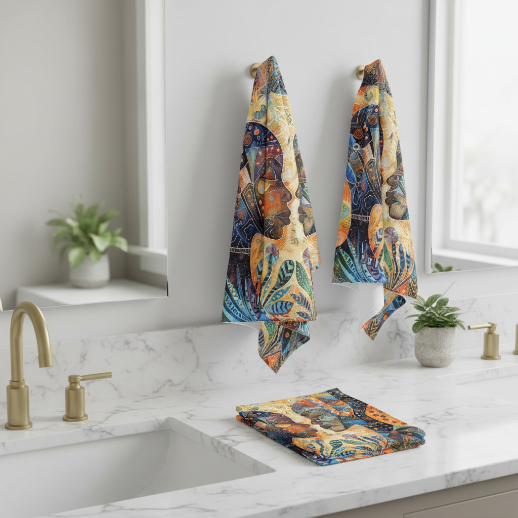 Two Face Towels Bathroom Mockup