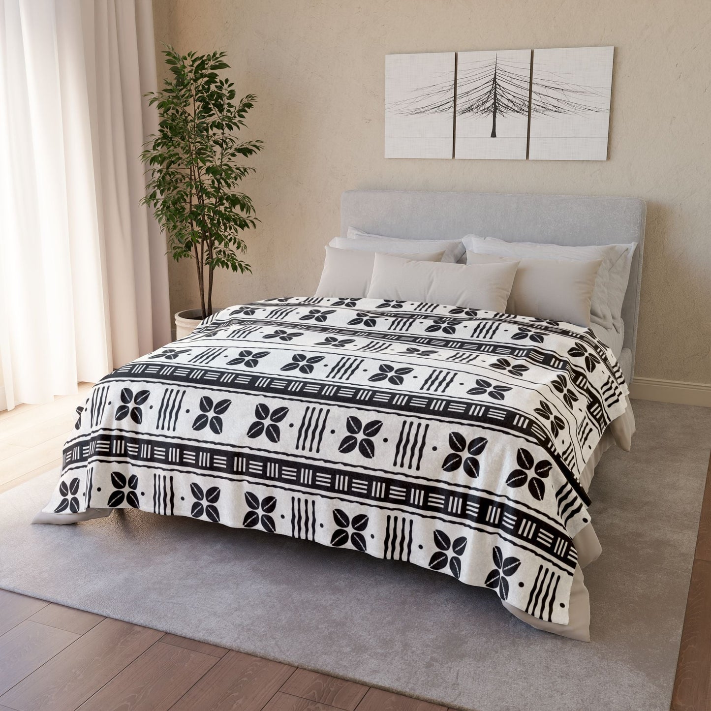 White African Cowrie Shells Sherpa Blanket - SANKTUARI DECOR