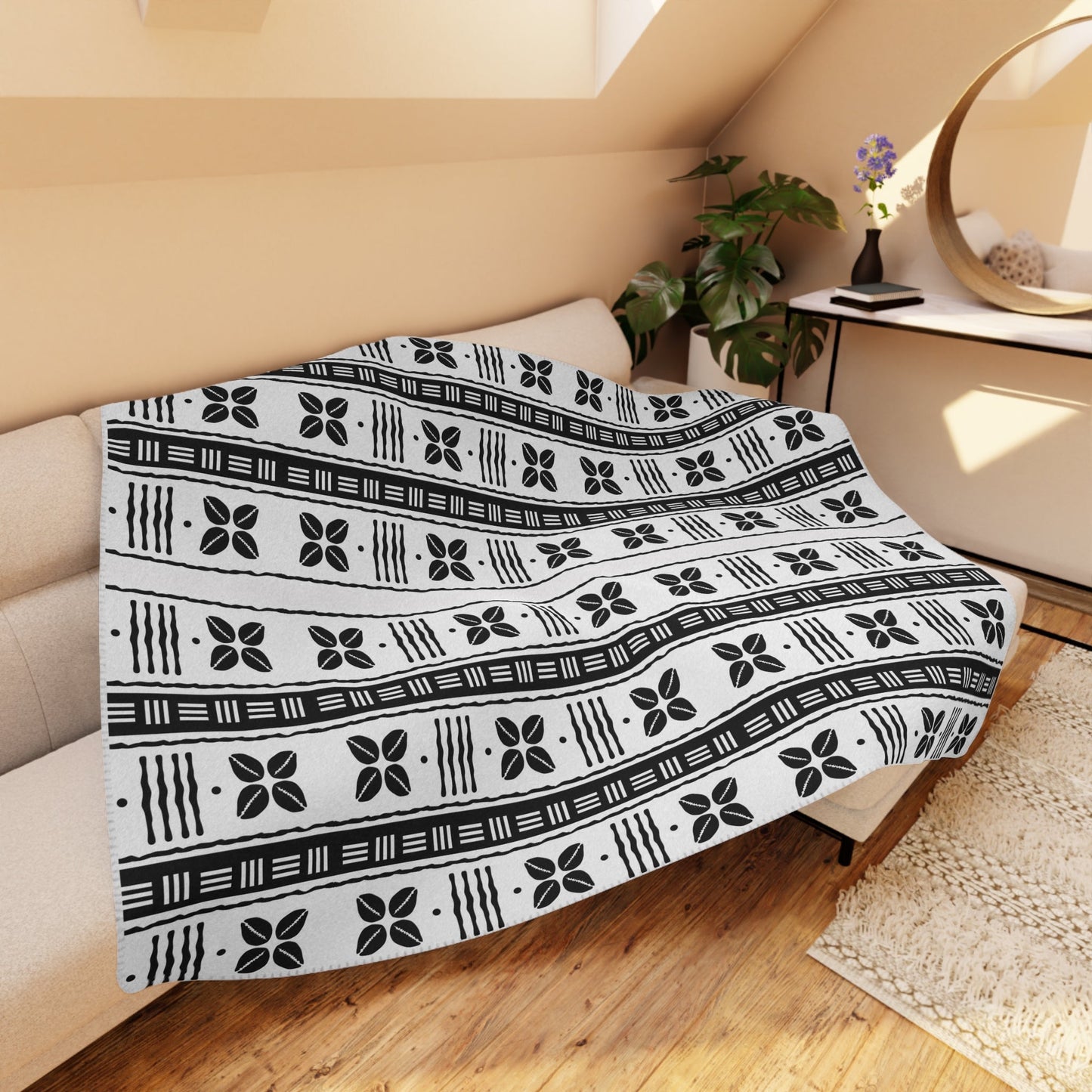 White African Cowrie Shells Sherpa Blanket - SANKTUARI DECOR