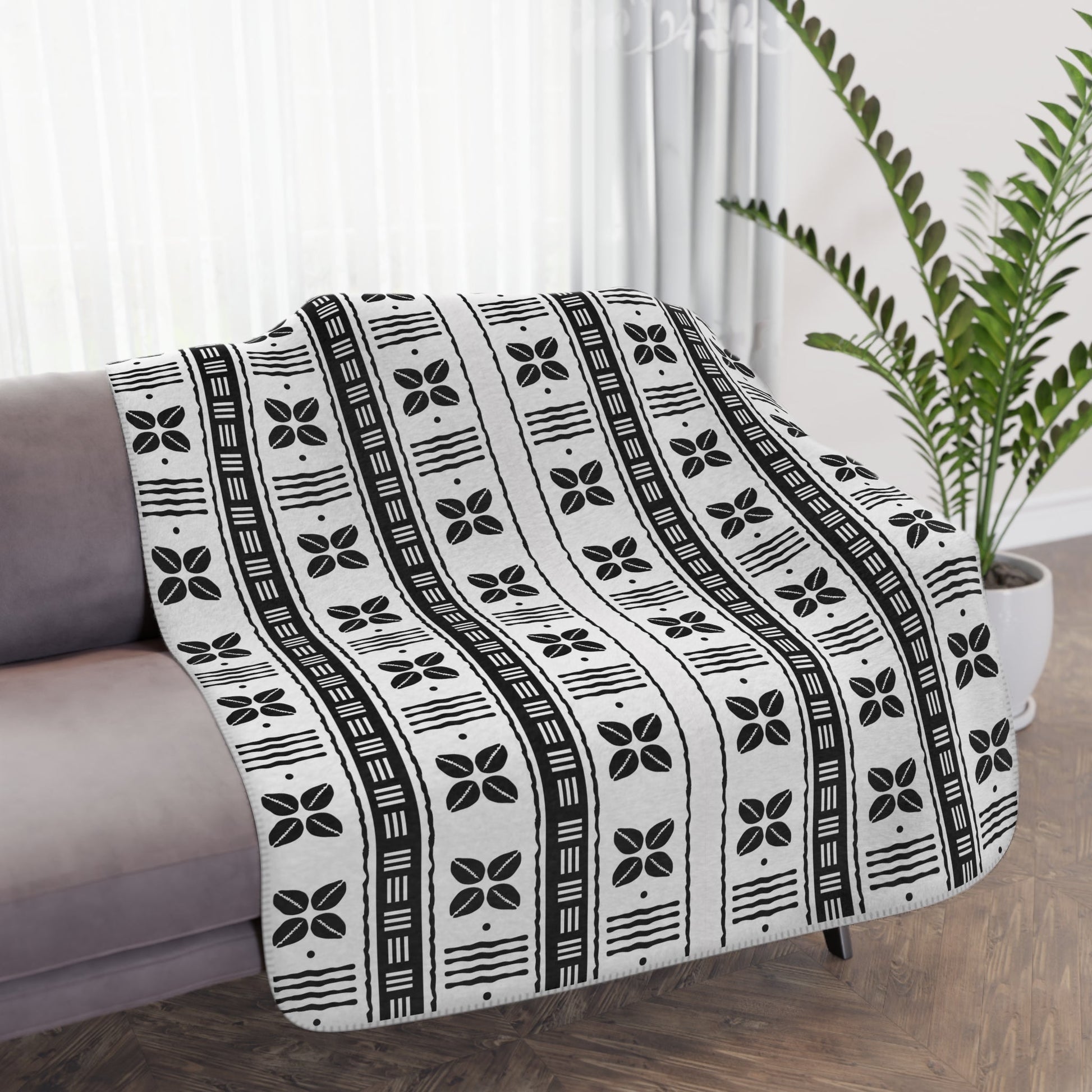 White African Cowrie Shells Sherpa Blanket - SANKTUARI DECOR