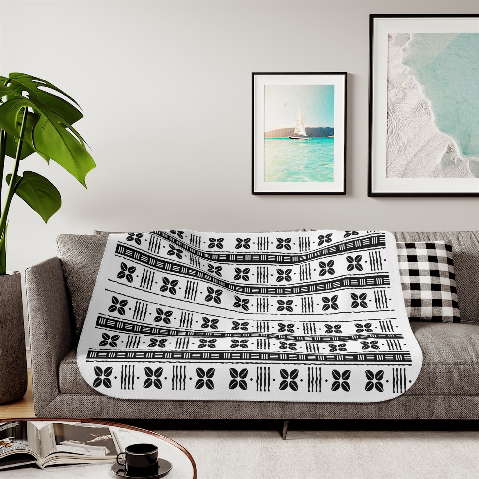 White African Cowrie Shells Sherpa Blanket - SANKTUARI DECOR
