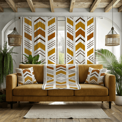 White Bogolan Mudcloth Living Room Set - SANKTUARI DECOR