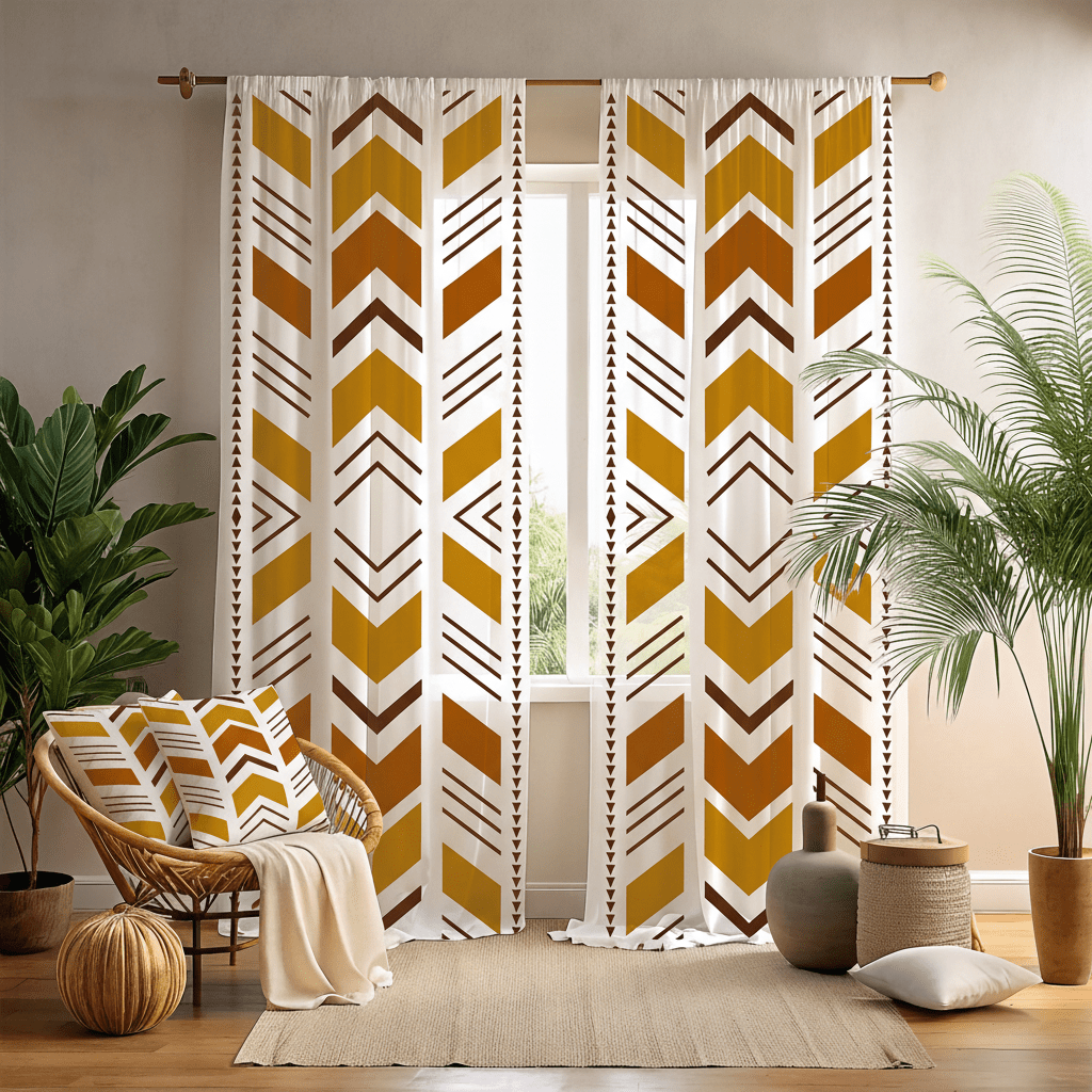 White Bogolan Mudcloth Living Room Set - SANKTUARI DECOR