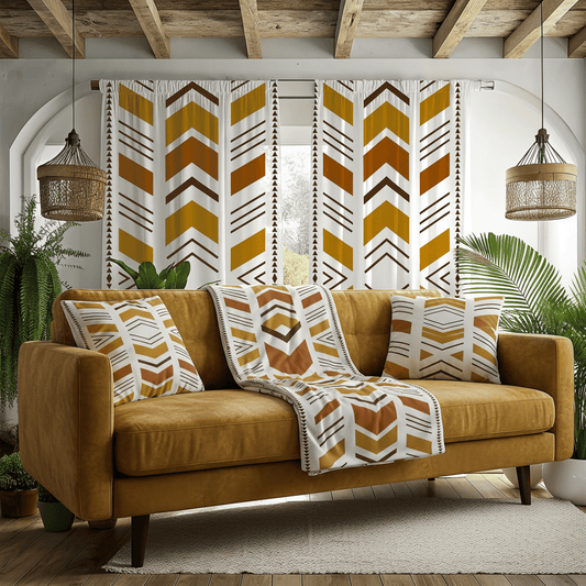 White Bogolan Mudcloth Living Room Set - SANKTUARI DECOR