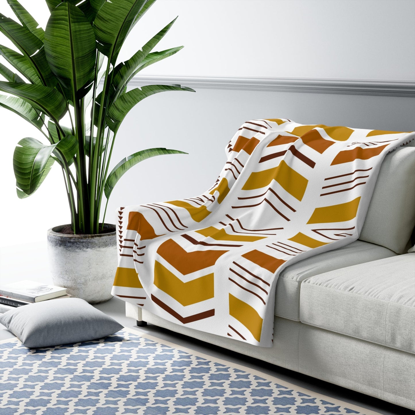 White Bogolan Mudcloth Living Room Set - SANKTUARI DECOR