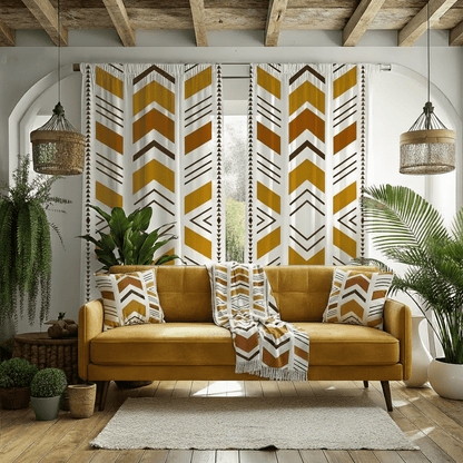 White Bogolan Mudcloth Living Room Set - SANKTUARI DECOR