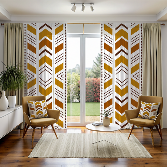 White Bogolan Mudcloth Living Room Set