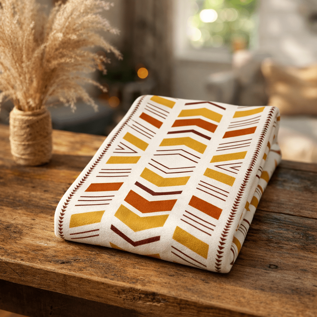 White Bogolan Sherpa Blanket - SANKTUARI DECOR