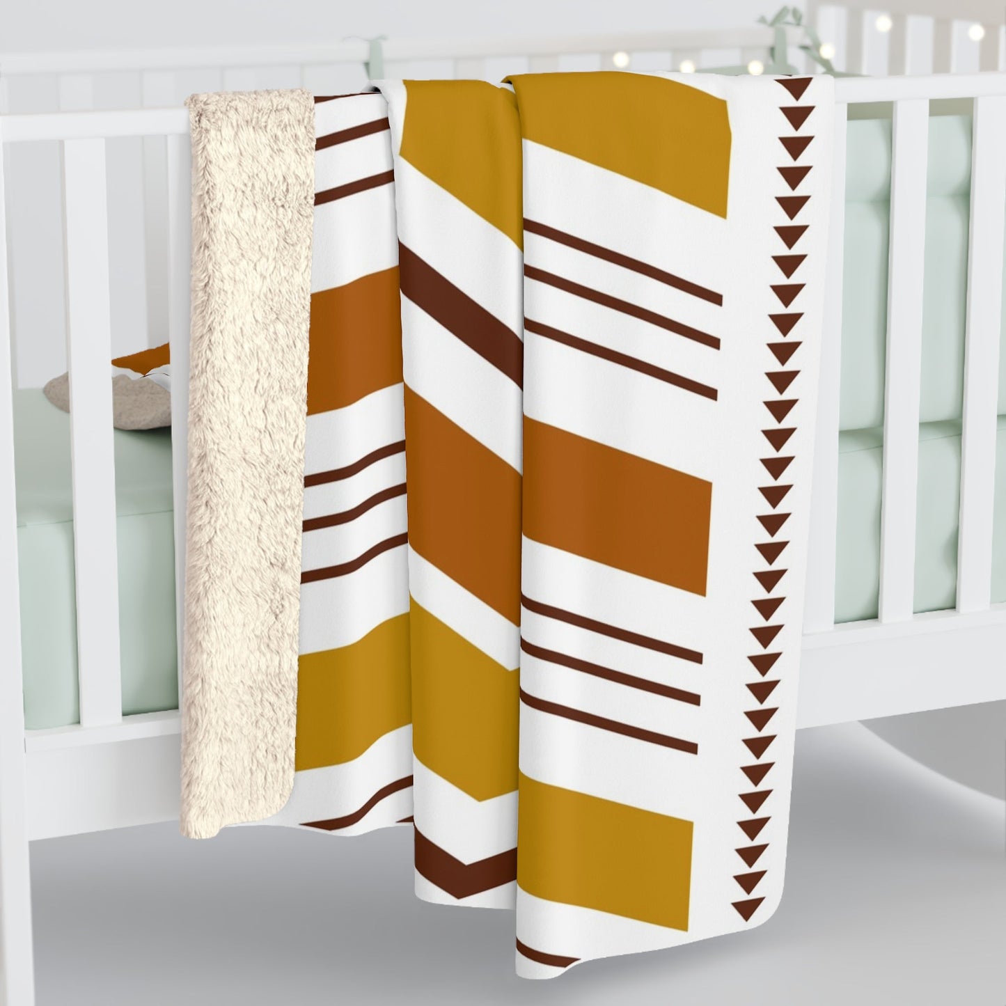 White Bogolan Sherpa Blanket - SANKTUARI DECOR